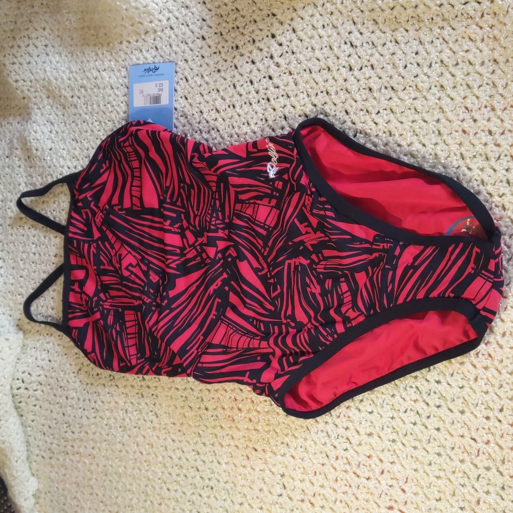 Dolfin red and black swimsuit
